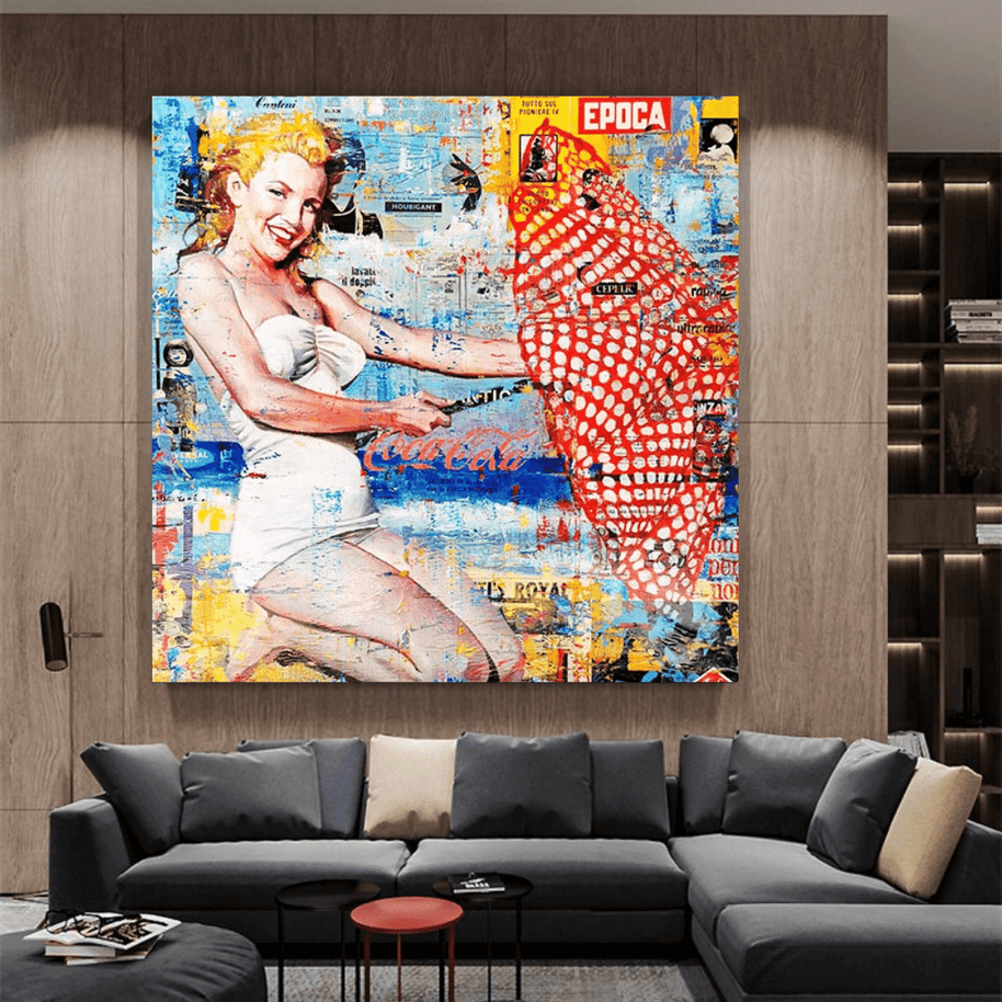 Surfing at Beach - Marilyn Monroe Wall Art-MinimalisticDecor.com