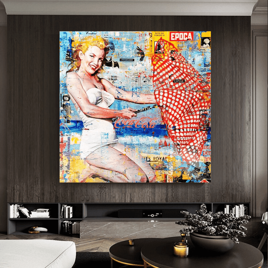 Surfing at Beach - Marilyn Monroe Wall Art-MinimalisticDecor.com