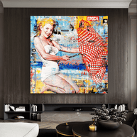 Surfing at Beach - Marilyn Monroe Wall Art-MinimalisticDecor.com