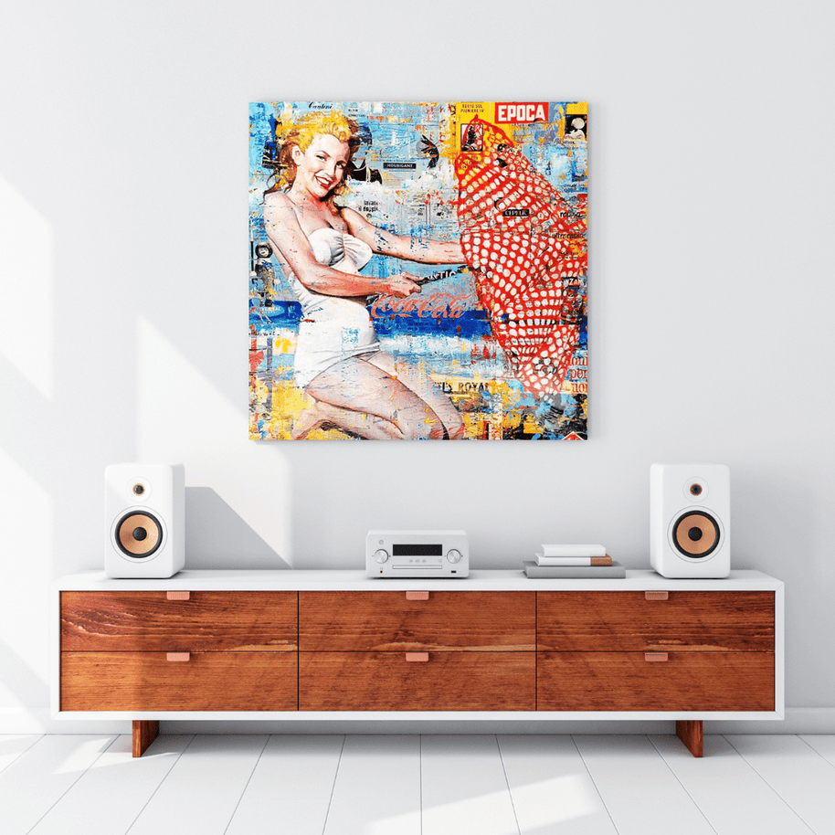Surfing at Beach - Marilyn Monroe Wall Art-MinimalisticDecor.com