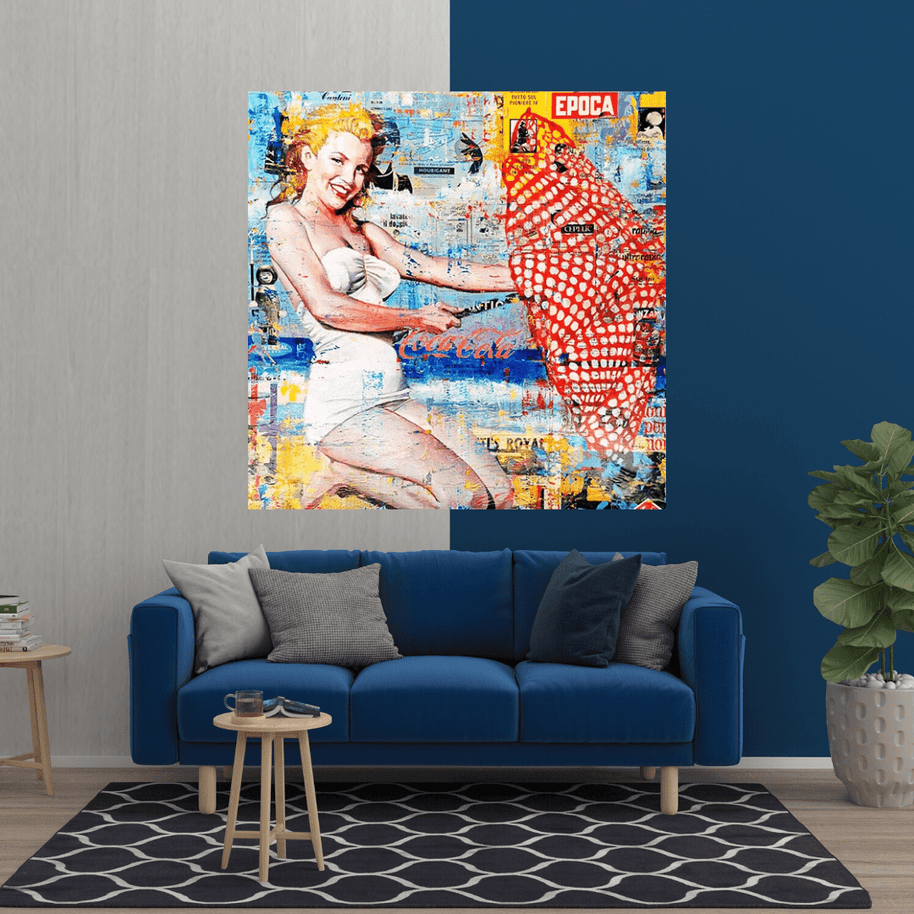 Surfing at Beach - Marilyn Monroe Wall Art-MinimalisticDecor.com