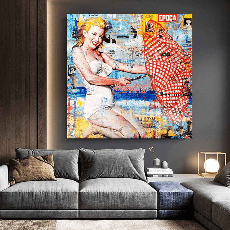 Surfing at Beach - Marilyn Monroe Wall Art-MinimalisticDecor.com