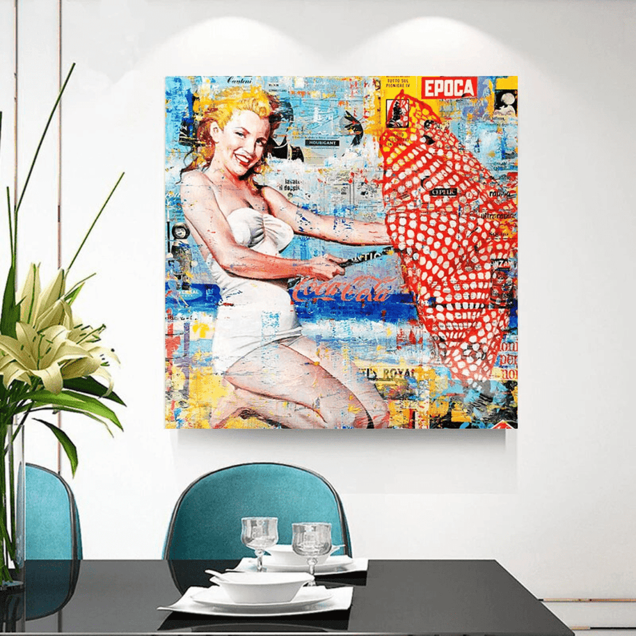 Surfing at Beach - Marilyn Monroe Wall Art-MinimalisticDecor.com