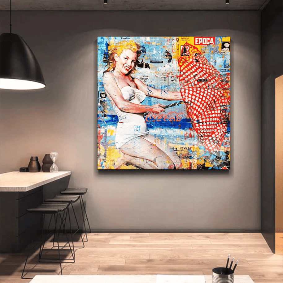 Surfing at Beach - Marilyn Monroe Wall Art-MinimalisticDecor.com