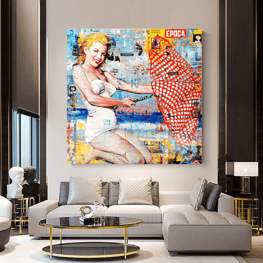 Surfing at Beach - Marilyn Monroe Wall Art-MinimalisticDecor.com