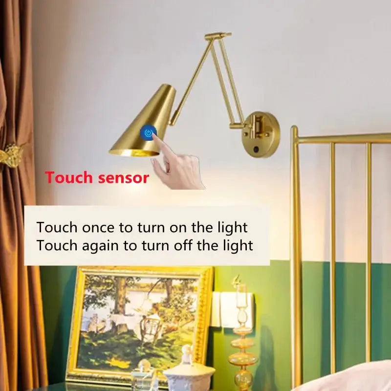 Swing Long Arm Internal Touch Sensor Wall Lamp-MinimalisticDecor.com