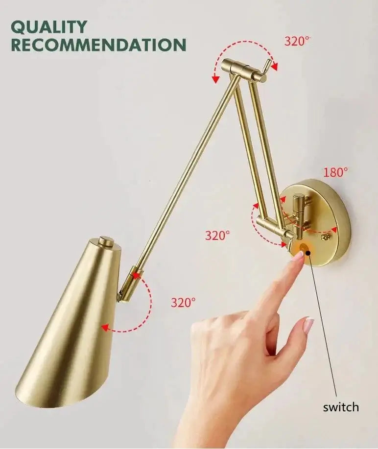 Swing Long Arm Internal Touch Sensor Wall Lamp-MinimalisticDecor.com