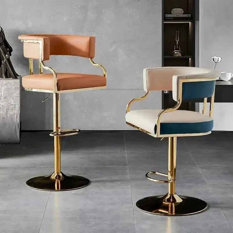 Swivel Leather Bar Stools Height Adjustable Kitchen Counter Stools-MinimalisticDecor.com