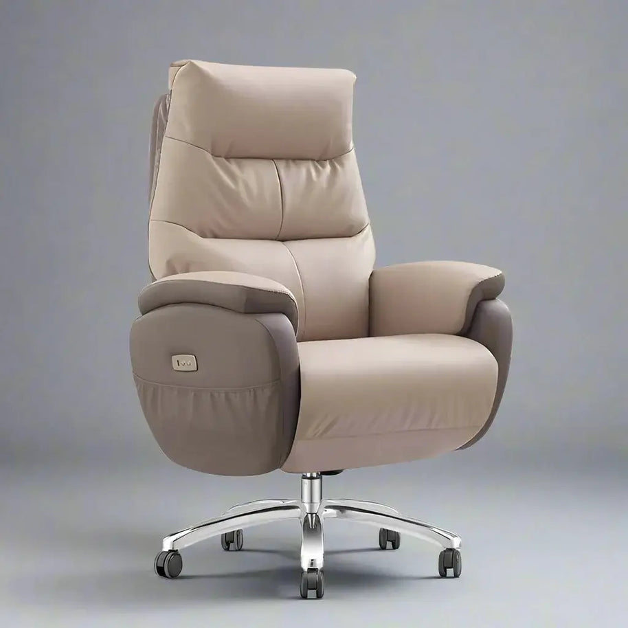 Swivel Recliner Office Chair with Footrest – Synthetic Leather-MinimalisticDecor.com