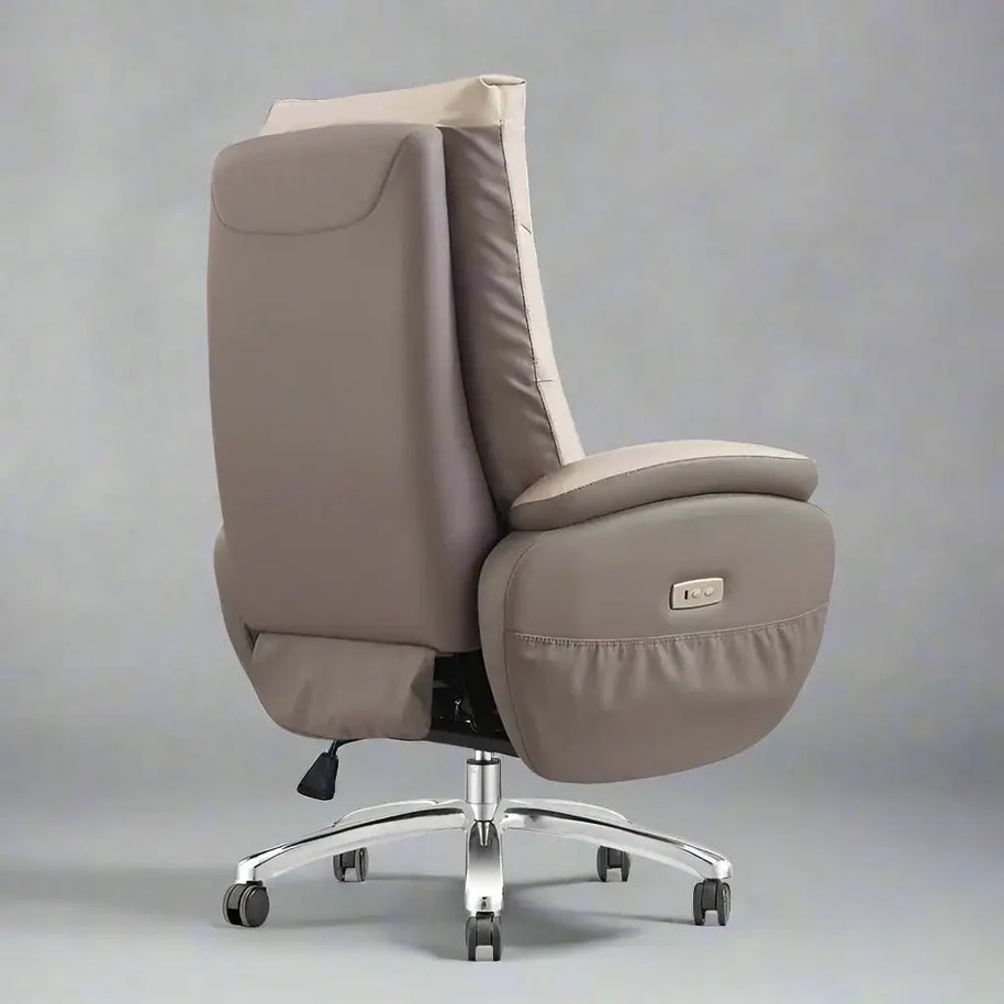 Swivel Recliner Office Chair with Footrest – Synthetic Leather-MinimalisticDecor.com