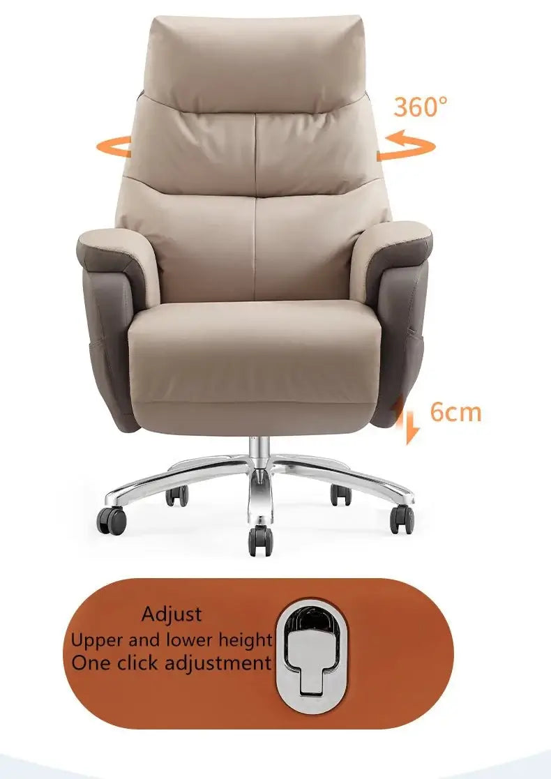 Swivel Recliner Office Chair with Footrest – Synthetic Leather-MinimalisticDecor.com