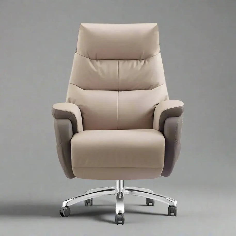 Swivel Recliner Office Chair with Footrest – Synthetic Leather-MinimalisticDecor.com