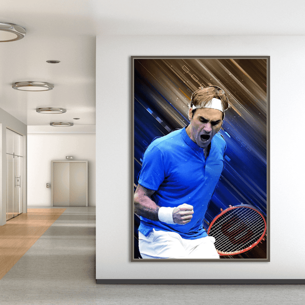 Tennis Legend Roger Federer Action Canvas Art-MinimalisticDecor.com