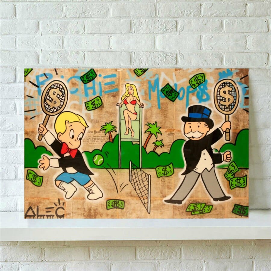 Tennis Wembledon Mr Monopoly Canvas Wall Art-MinimalisticDecor.com