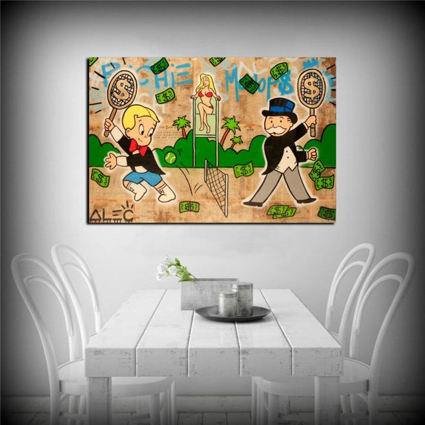 Tennis Wembledon Mr Monopoly Canvas Wall Art-MinimalisticDecor.com