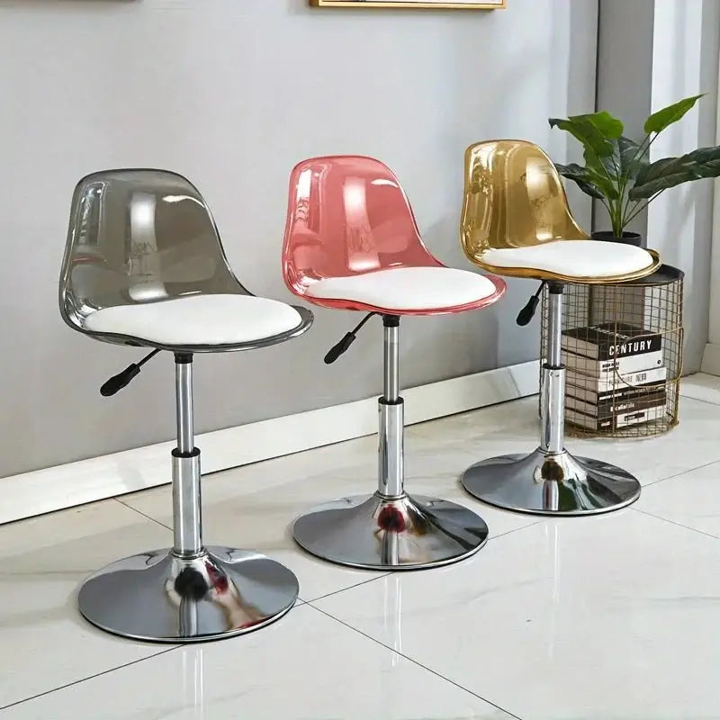 Transparent Acrylic Bar Chair – Adjustable Height &amp; 360° Swivel Elegance-MinimalisticDecor.com