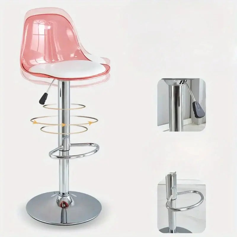Transparent Acrylic Bar Chair – Adjustable Height &amp; 360° Swivel Elegance-MinimalisticDecor.com