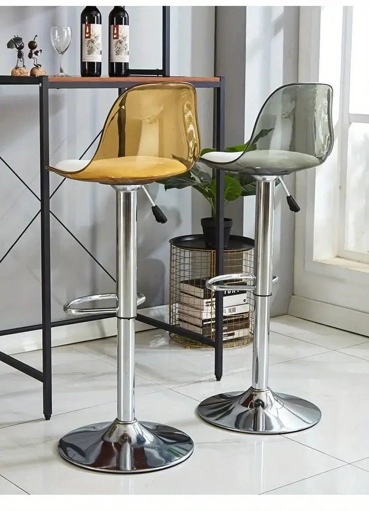 Transparent Acrylic Bar Chair – Adjustable Height &amp; 360° Swivel Elegance-MinimalisticDecor.com