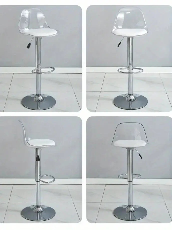 Transparent Acrylic Bar Chair – Adjustable Height &amp; 360° Swivel Elegance-MinimalisticDecor.com