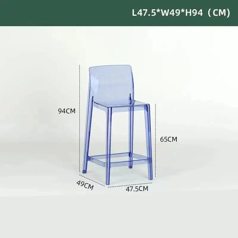 Transparent Acrylic High Bar Stool – Sleek Minimalism with Effortless Assembly-MinimalisticDecor.com