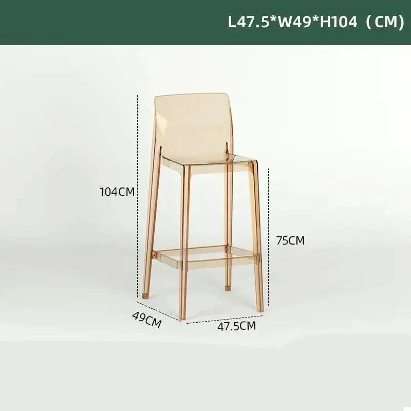 Transparent Acrylic High Bar Stool – Sleek Minimalism with Effortless Assembly-MinimalisticDecor.com