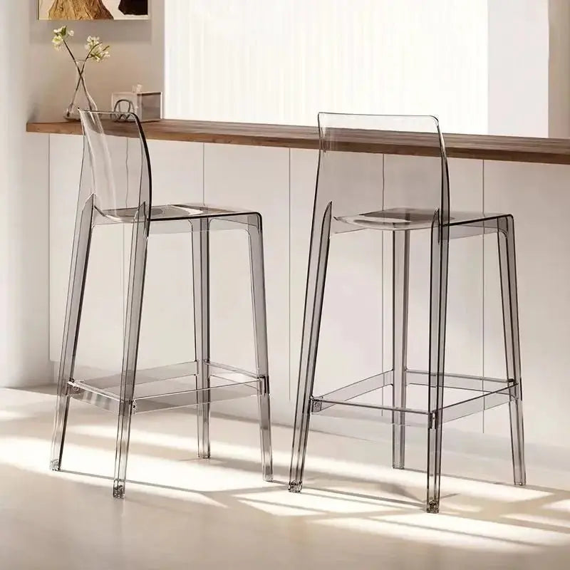 Transparent Acrylic High Bar Stool – Sleek Minimalism with Effortless Assembly-MinimalisticDecor.com