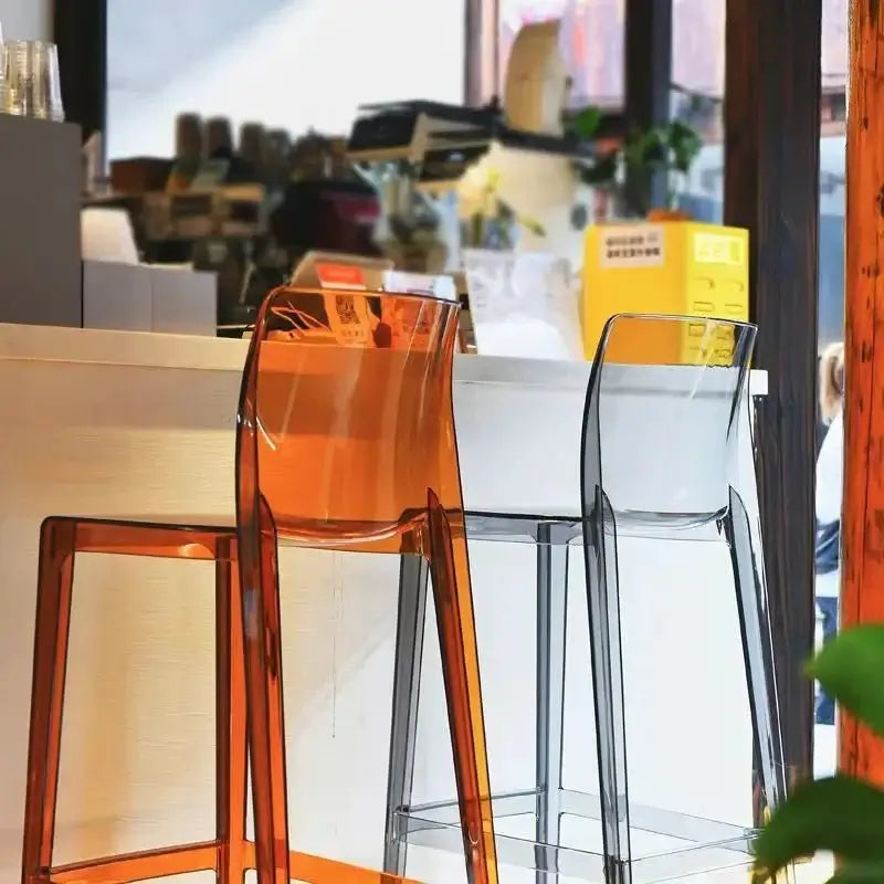 Transparent Acrylic High Bar Stool – Sleek Minimalism with Effortless Assembly-MinimalisticDecor.com
