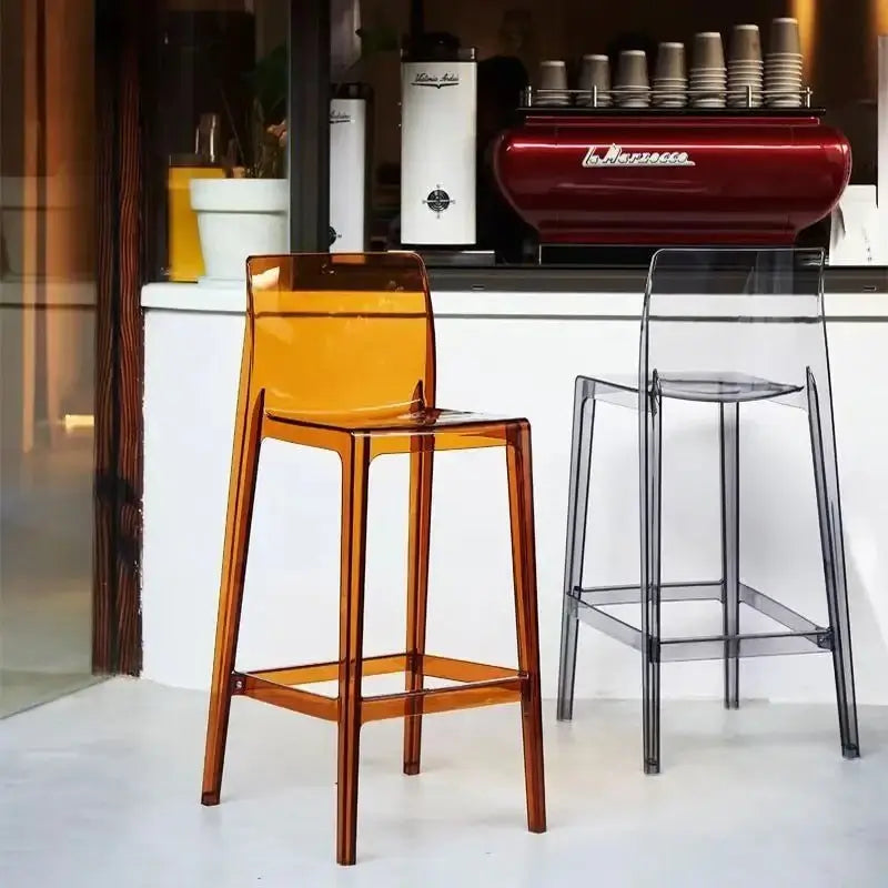 Transparent Acrylic High Bar Stool – Sleek Minimalism with Effortless Assembly-MinimalisticDecor.com