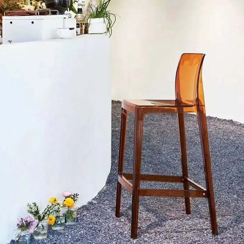 Transparent Acrylic High Bar Stool – Sleek Minimalism with Effortless Assembly-MinimalisticDecor.com