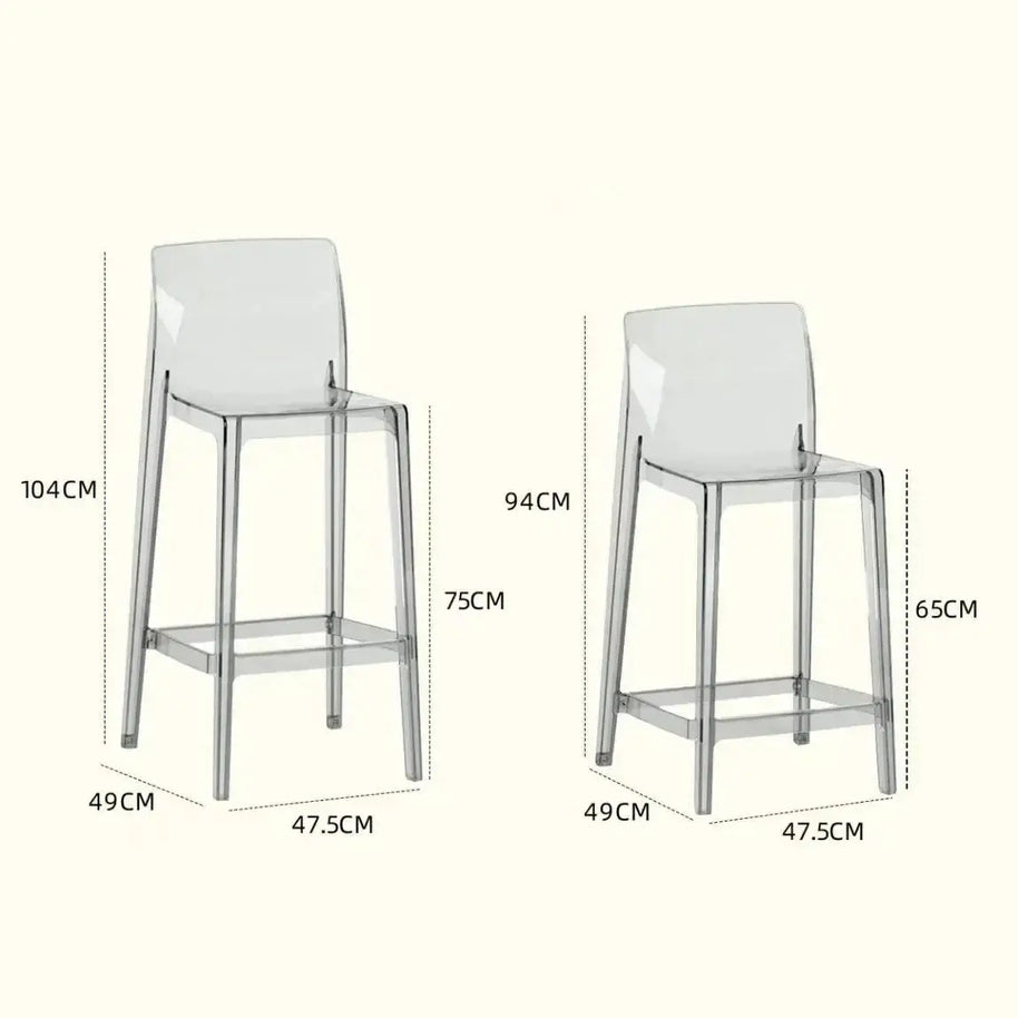 Transparent Acrylic High Bar Stool – Sleek Minimalism with Effortless Assembly-MinimalisticDecor.com