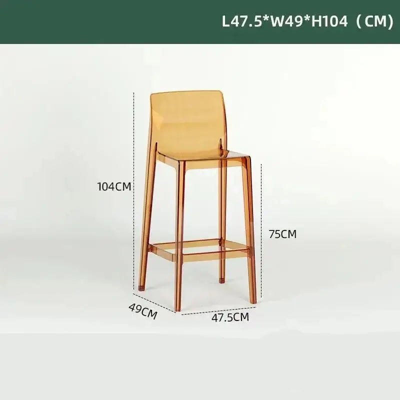 Transparent Acrylic High Bar Stool – Sleek Minimalism with Effortless Assembly-MinimalisticDecor.com