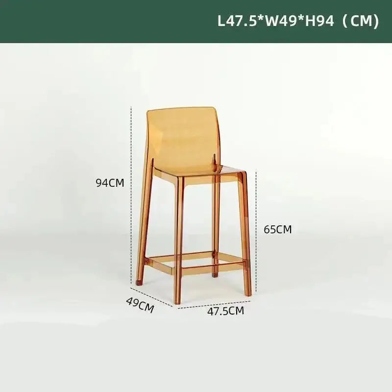 Transparent Acrylic High Bar Stool – Sleek Minimalism with Effortless Assembly-MinimalisticDecor.com