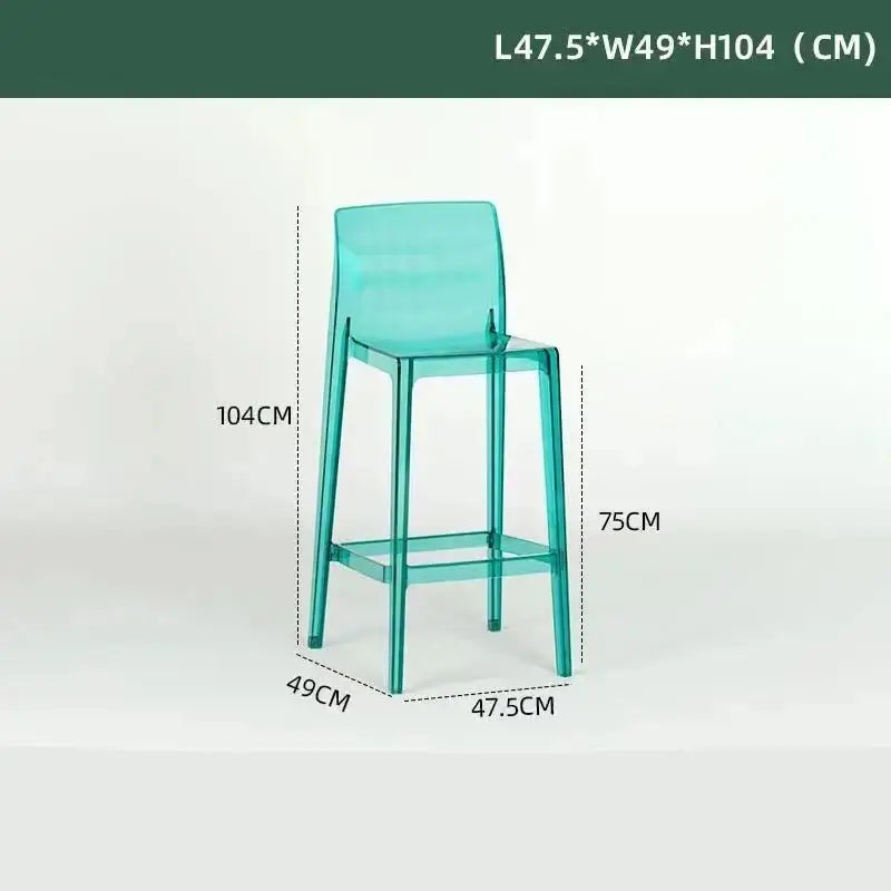 Transparent Acrylic High Bar Stool – Sleek Minimalism with Effortless Assembly-MinimalisticDecor.com