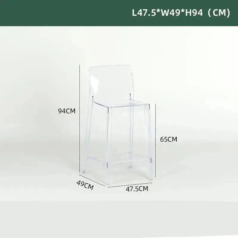 Transparent Acrylic High Bar Stool – Sleek Minimalism with Effortless Assembly-MinimalisticDecor.com