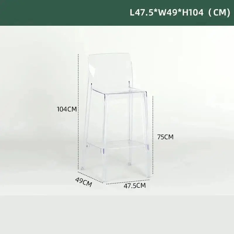 Transparent Acrylic High Bar Stool – Sleek Minimalism with Effortless Assembly-MinimalisticDecor.com