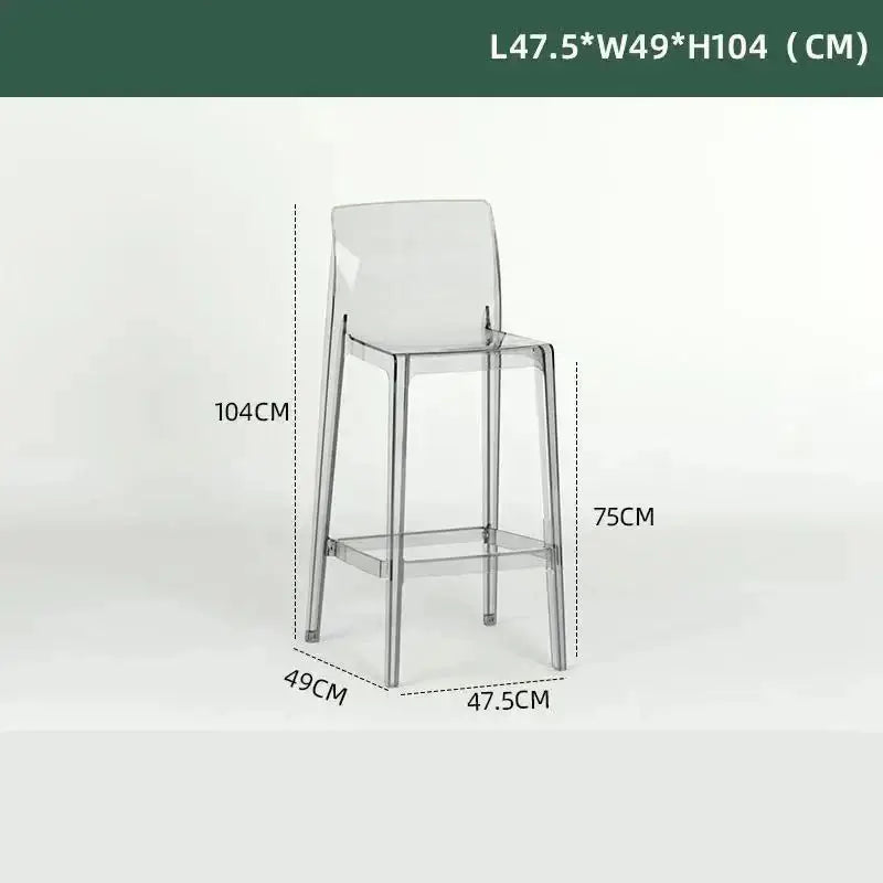Transparent Acrylic High Bar Stool – Sleek Minimalism with Effortless Assembly-MinimalisticDecor.com