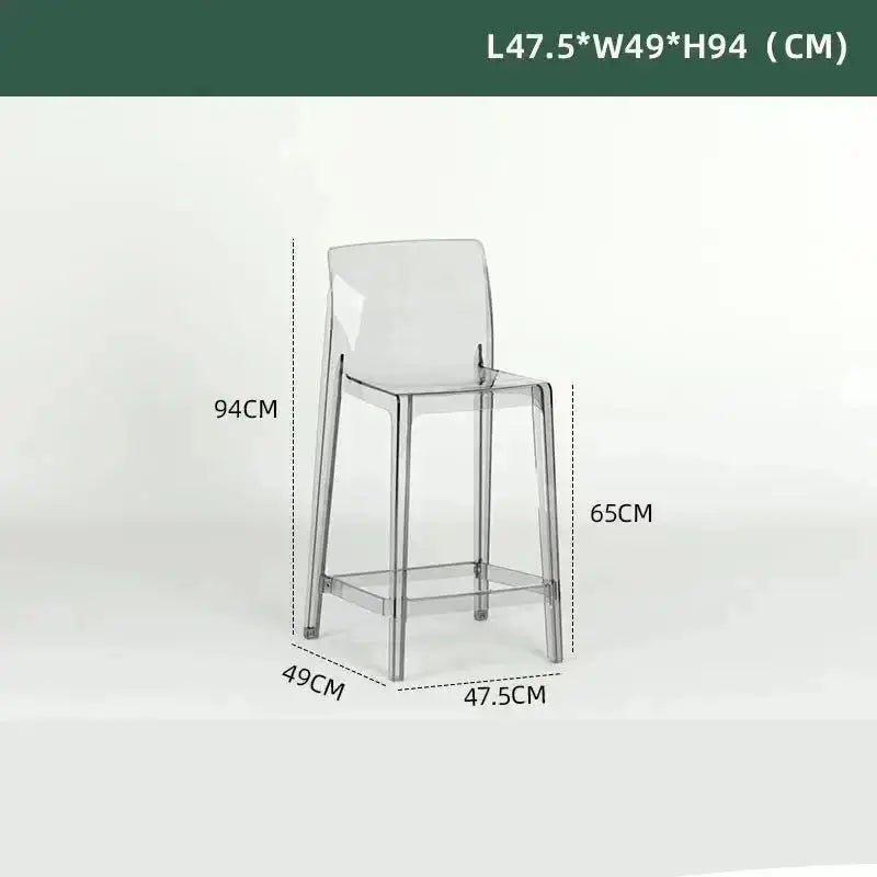 Transparent Acrylic High Bar Stool – Sleek Minimalism with Effortless Assembly-MinimalisticDecor.com