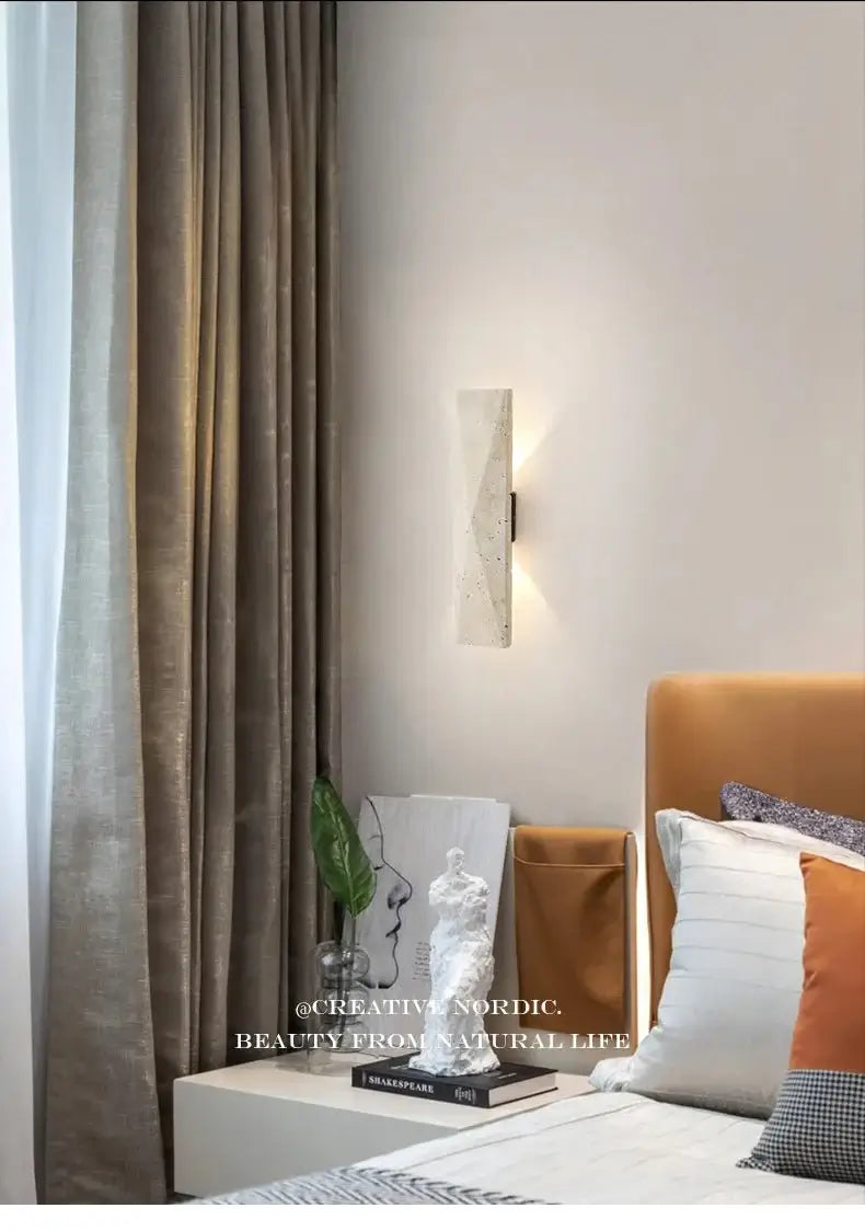Travertine Stone Wall Light – Natural Stone Wall Sconce-MinimalisticDecor.com
