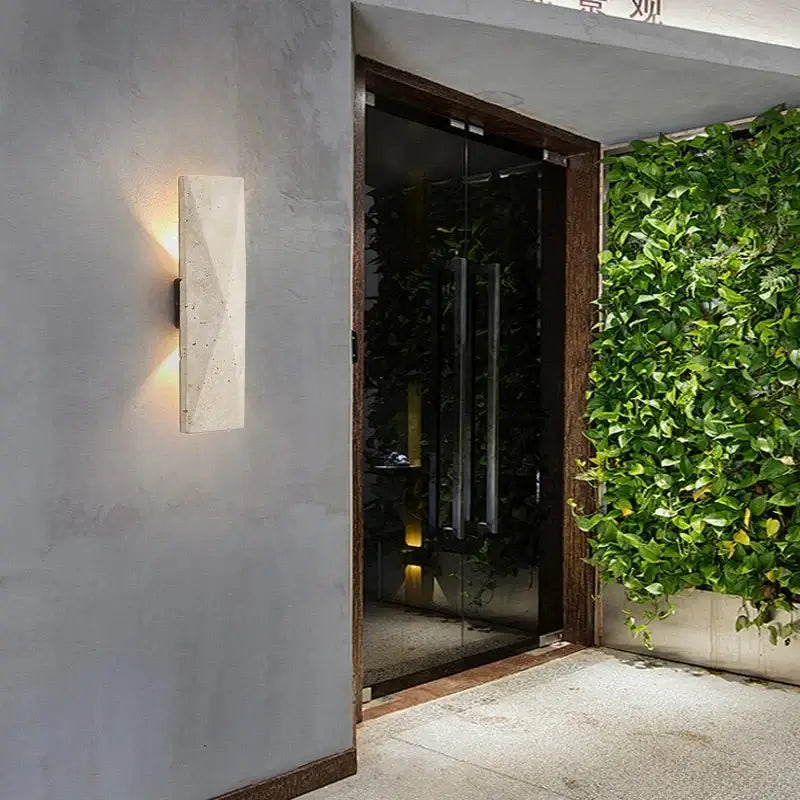Travertine Stone Wall Light – Natural Stone Wall Sconce-MinimalisticDecor.com