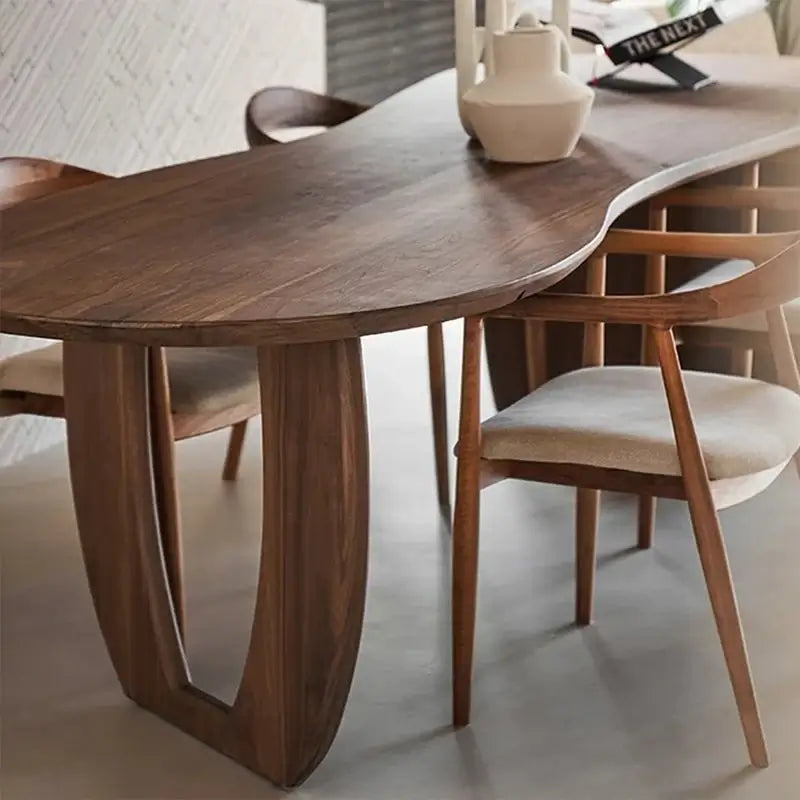 Trimmed Minimalistic Wood Irregular Luxury Dining Table – Natural Elegance-MinimalisticDecor.com