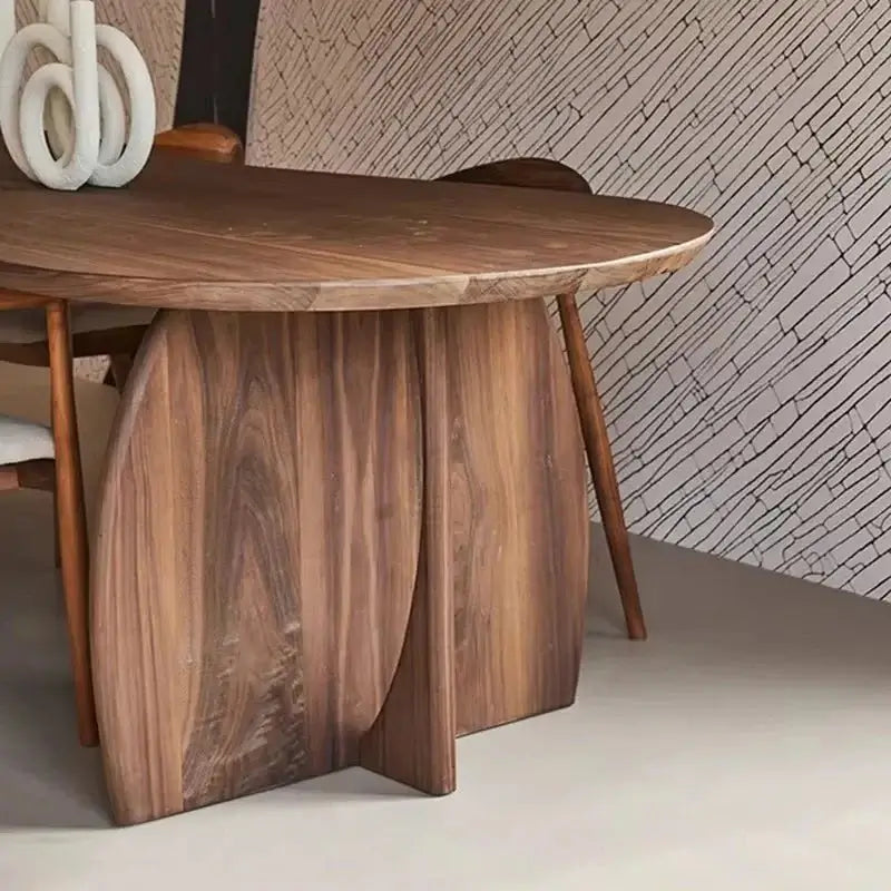 Trimmed Minimalistic Wood Irregular Luxury Dining Table – Natural Elegance-MinimalisticDecor.com