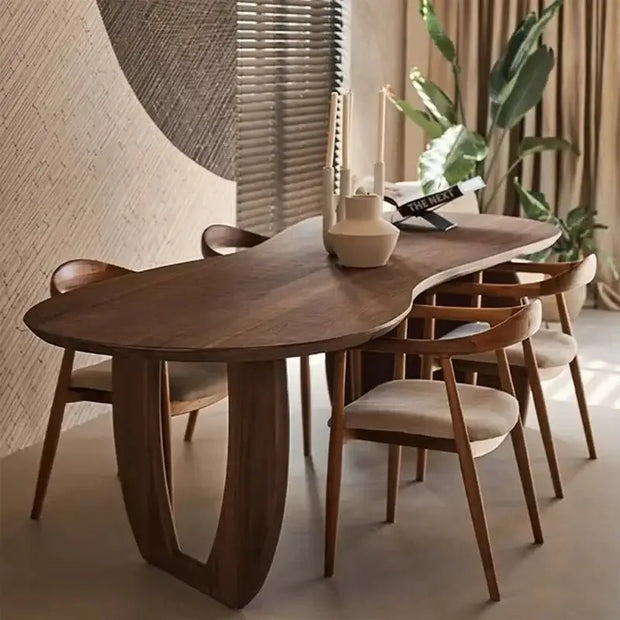 Trimmed Minimalistic Wood Irregular Luxury Dining Table – Natural Elegance-MinimalisticDecor.com