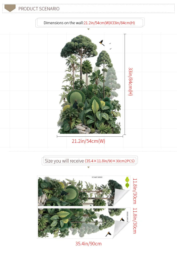 Tropical Forest Plants Vinyl Wall Sticker – Botanical Wall Decal-MinimalisticDecor