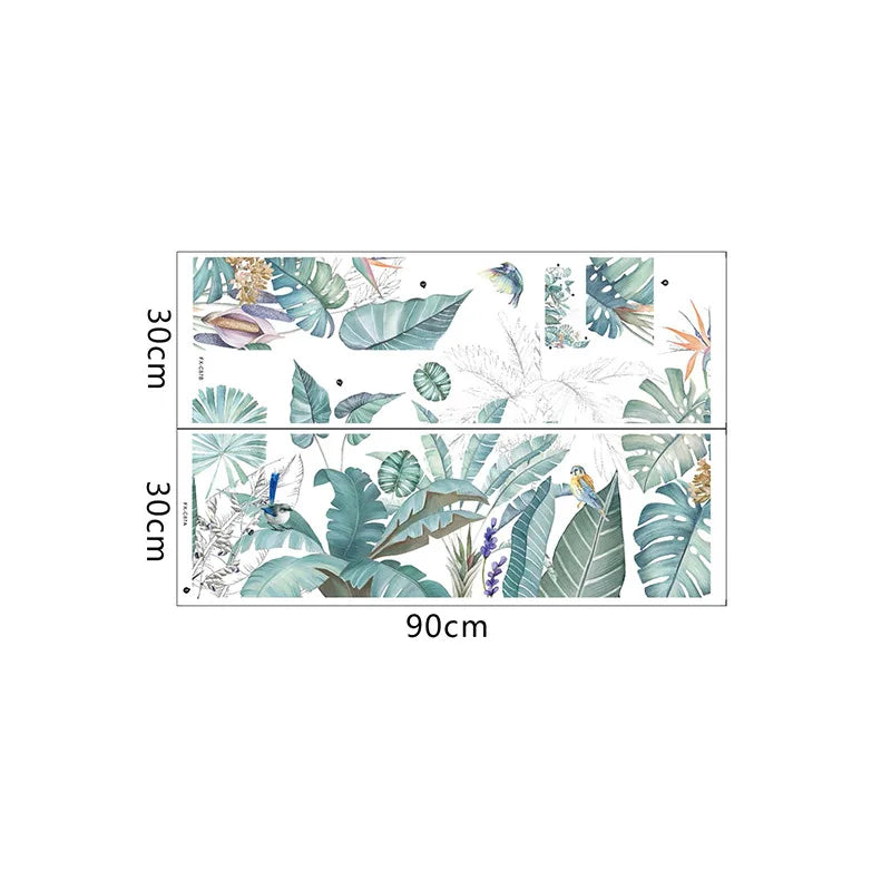 Tropical Green Plant Turtle Back Wall Sticker – PVC Wall Decal-MinimalisticDecor