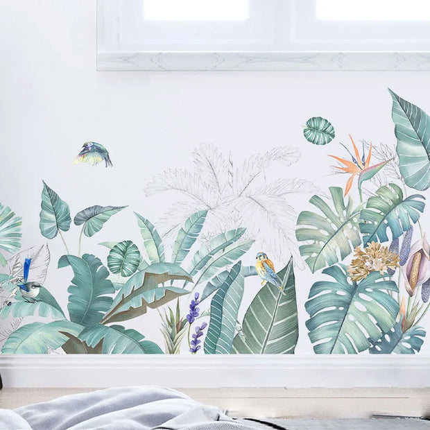 Tropical Green Plant Turtle Back Wall Sticker – PVC Wall Decal-MinimalisticDecor