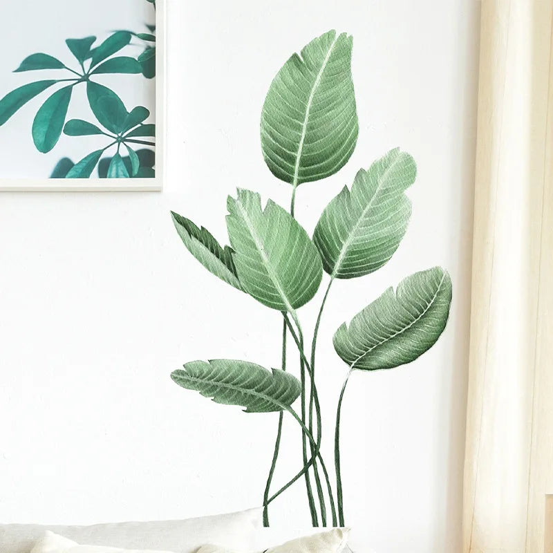 Tropical Green Turtle Back Leaf Wall Sticker – PVC Wall Decal-MinimalisticDecor