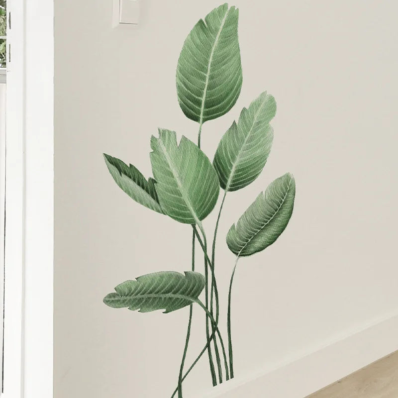 Tropical Green Turtle Back Leaf Wall Sticker – PVC Wall Decal-MinimalisticDecor
