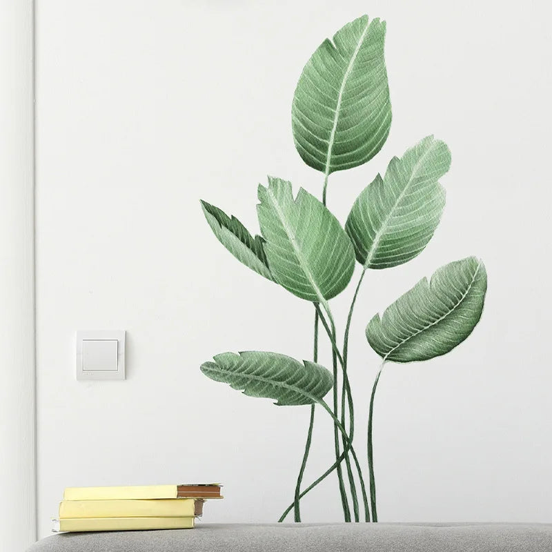 Tropical Green Turtle Back Leaf Wall Sticker – PVC Wall Decal-MinimalisticDecor