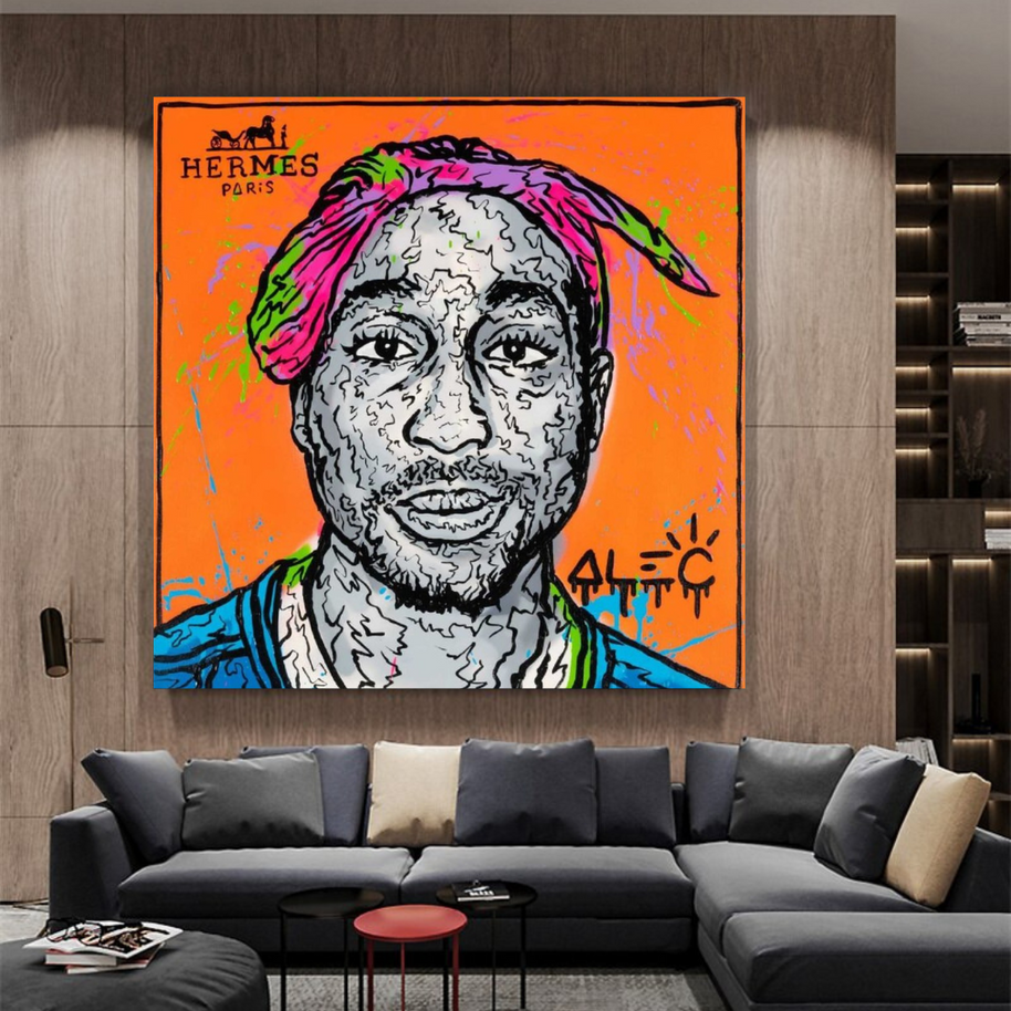 TuPac Graffiti Canvas Wall Art - Gift for Music Lovers-MinimalisticDecor.com