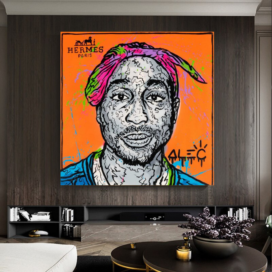 TuPac Graffiti Canvas Wall Art - Gift for Music Lovers-MinimalisticDecor.com